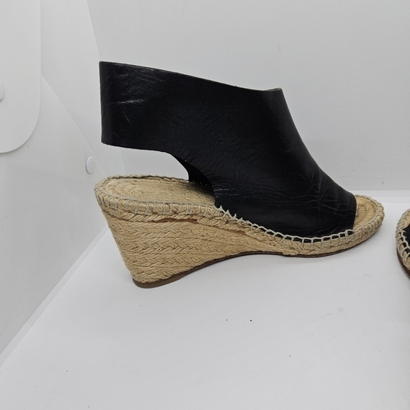 Celine Phoebe Philo black leather open toe espadrille wedge sandals EU 38 - Picture 7 of 16